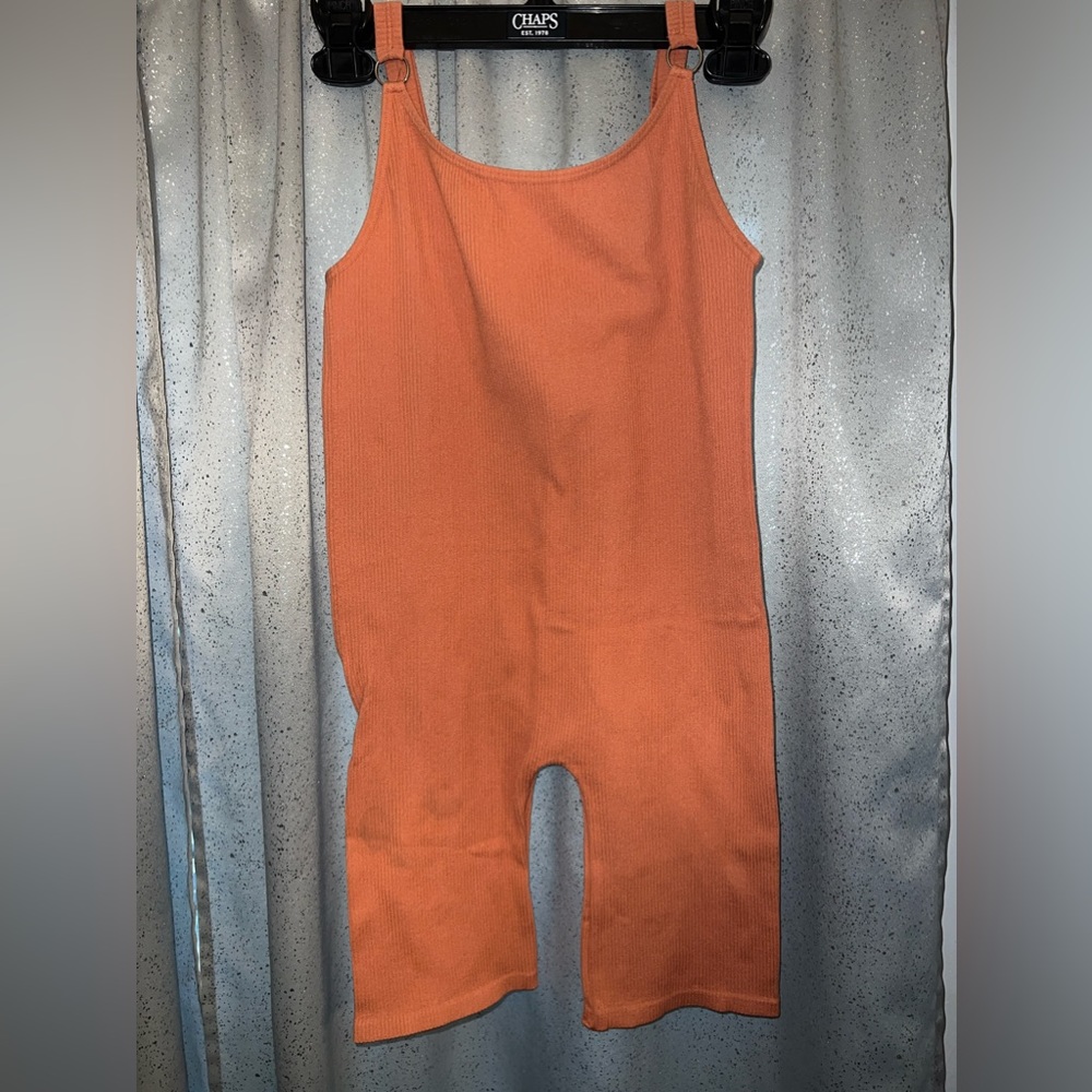 Grey and Peach spandex shorts bodysuit